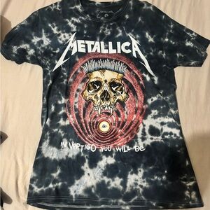 Metallica Black and White Tie-Dye Shirt Size Medium